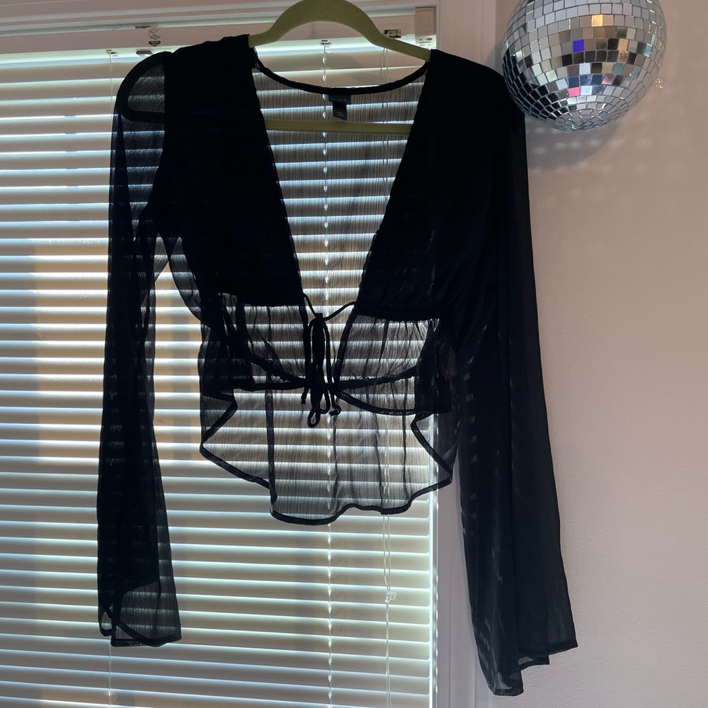 sheer black wild fable top, size: s